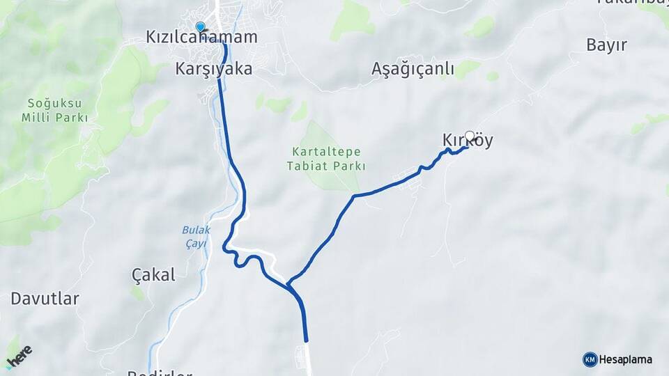 Ankara Kızılcahamam Kırköy Kızılcahamam Arası Kaç Km - Yol Haritası