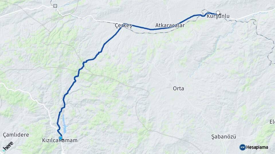 Ankara Kızılcahamam Kurşunlu Çankırı Arası Kaç Km - Yol Haritası