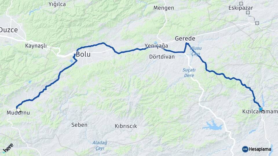 Ankara Kızılcahamam Mudurnu Bolu Arası Kaç Km - Yol Haritası