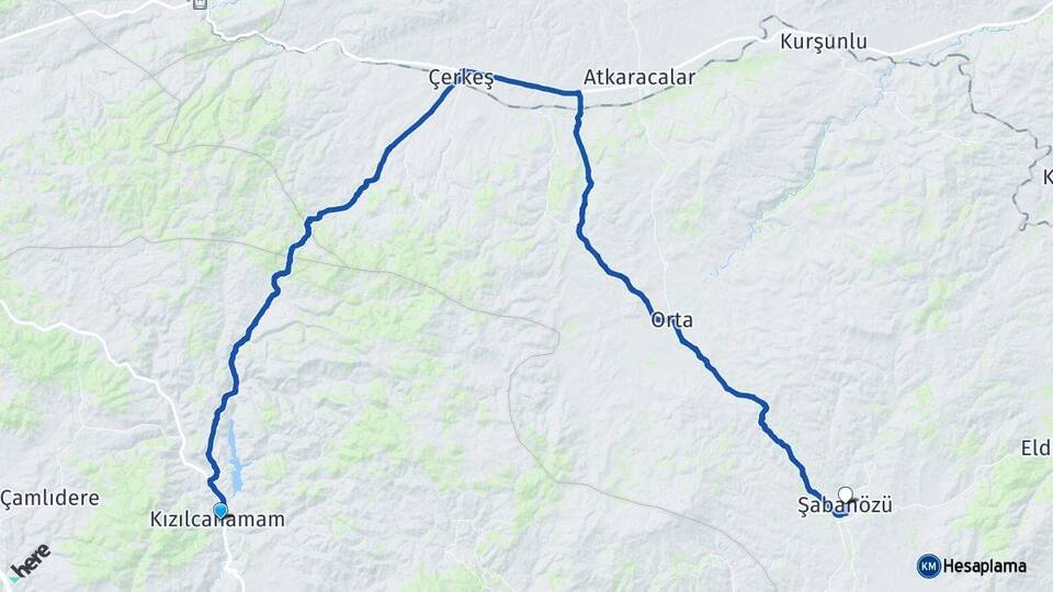 Ankara Kızılcahamam Şabanözü Çankırı Arası Kaç Km - Yol Haritası