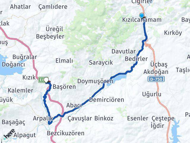Ankara Kızılcahamam Yakakaya Kızılcahamam Arası Kaç Km - Yol Haritası