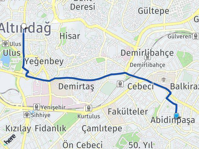 Ankara Mamak Abidinpaşa Altındağ Arası Kaç Km - Yol Haritası