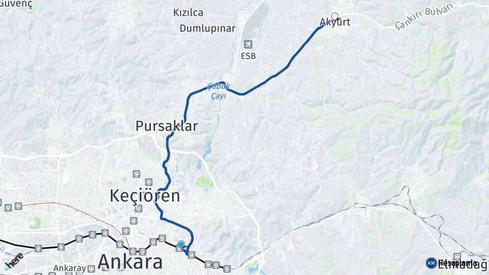 Ankara Mamak Akyurt Arası Kaç Km - Yol Haritası