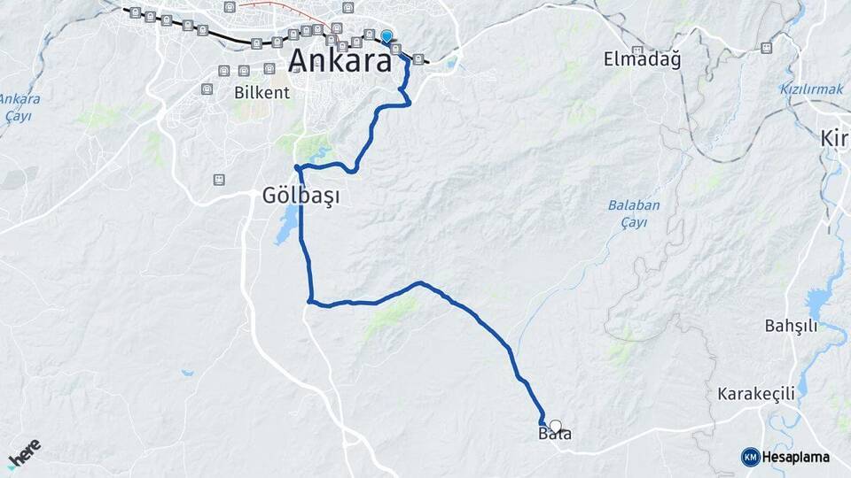 Ankara Mamak Bala Arası Kaç Km - Yol Haritası
