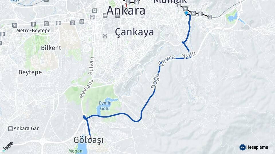 Ankara Mamak Boğaziçi Gölbaşı Arası Kaç Km - Yol Haritası
