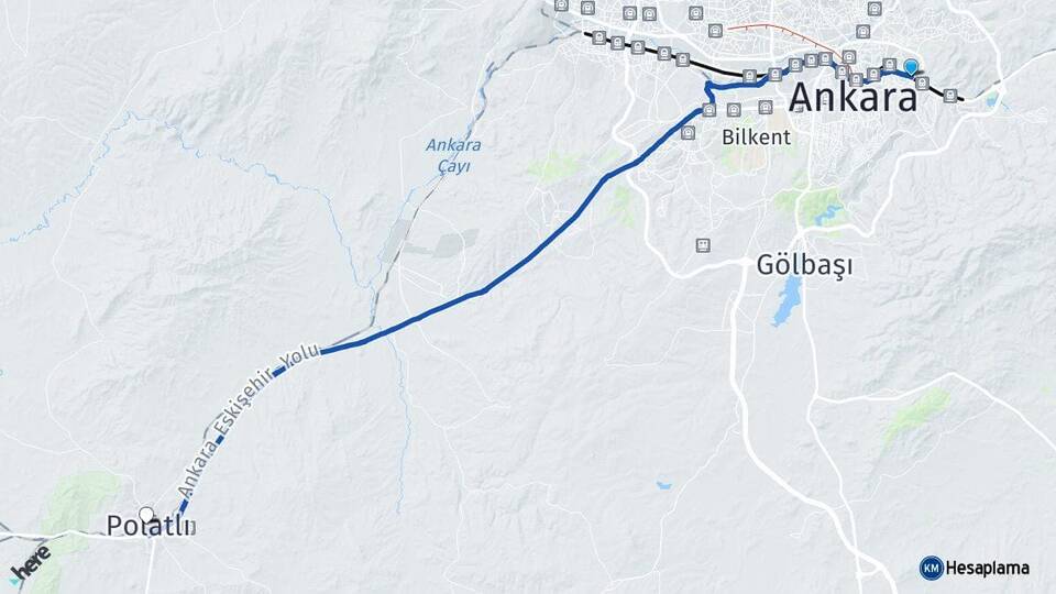 Ankara Mamak Polatlı Arası Kaç Km - Yol Haritası