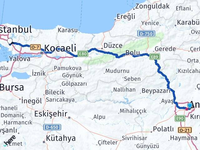 Ankara Mamak Sabiha Gökçen Havalimanı Arası Kaç Km - Yol Haritası