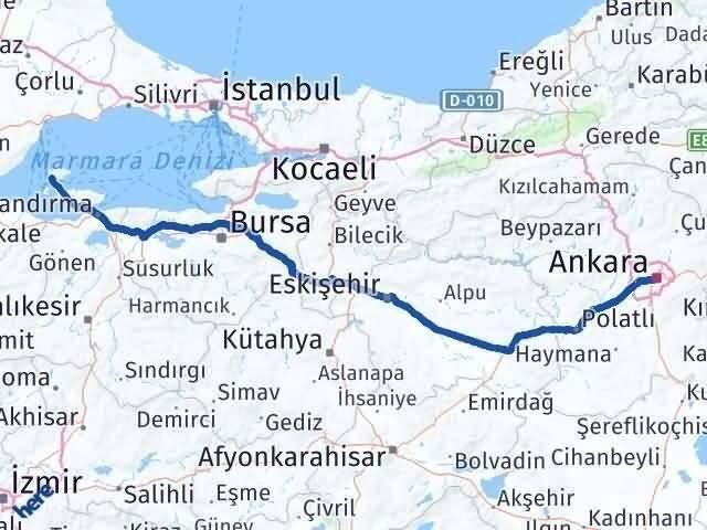 Ankara Marmara Balıkesir Arası Kaç Km - Yol Haritası