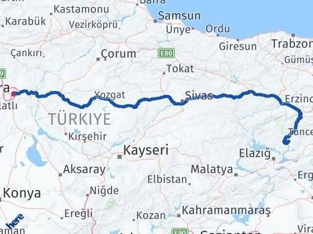 Ankara Mazgirt Tunceli Arası Kaç Km - Yol Haritası
