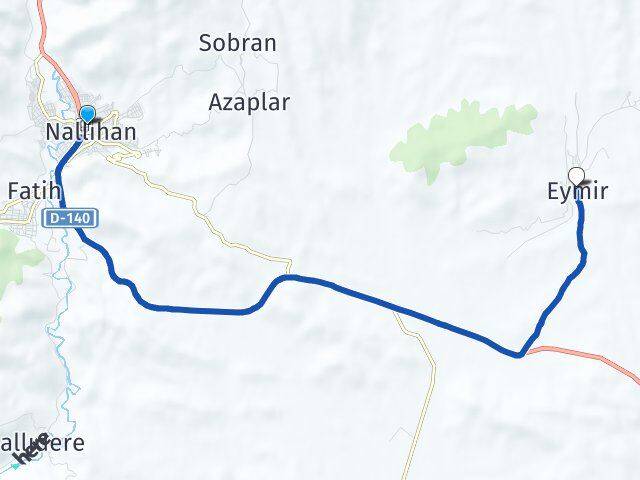 Ankara Nallıhan Eymir Nallıhan Arası Kaç Km - Yol Haritası