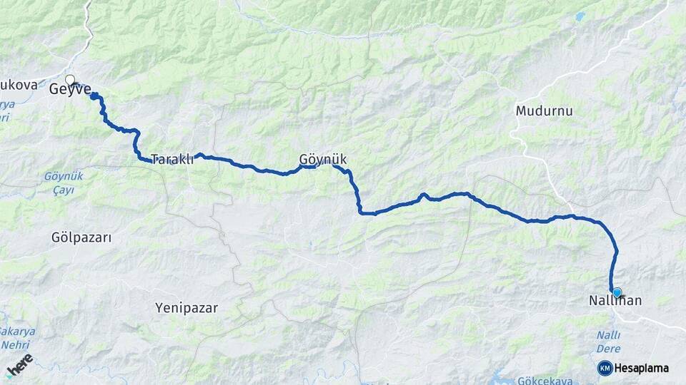 Ankara Nallıhan Geyve Sakarya Arası Kaç Km - Yol Haritası