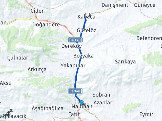 Ankara Nallıhan Kabaca Nallıhan Arası Kaç Km - Yol Haritası