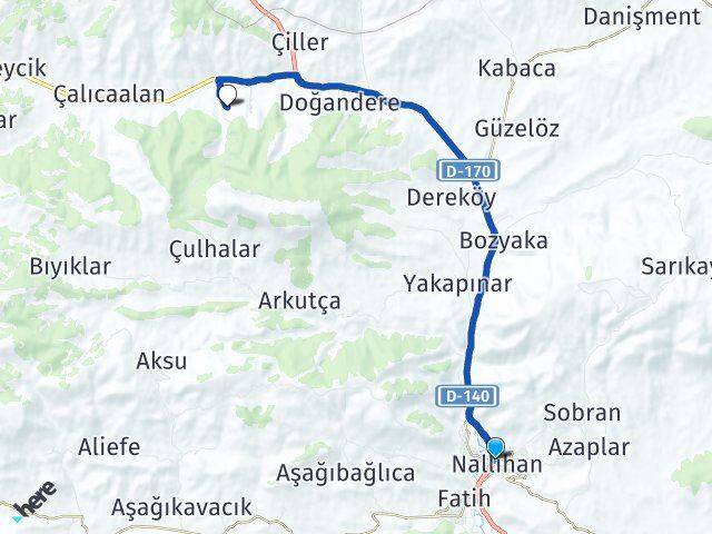 Ankara Nallıhan Karacasu Nallıhan Arası Kaç Km - Yol Haritası