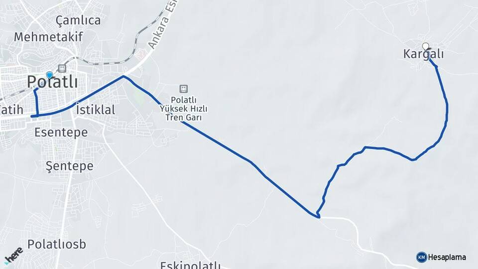 Ankara Polatlı Kargalı Polatlı Arası Kaç Km - Yol Haritası