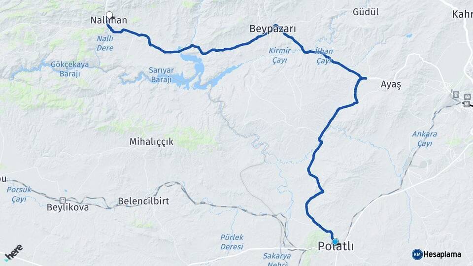Ankara Polatlı Nallıhan Arası Kaç Km - Yol Haritası