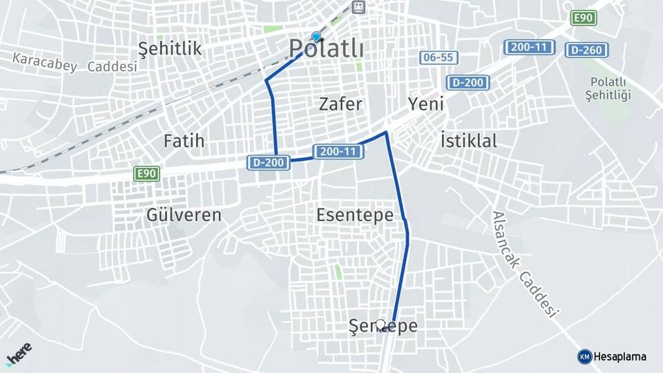 Ankara Polatlı Şentepe Polatlı Arası Kaç Km - Yol Haritası
