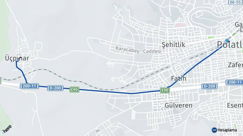 Ankara Polatlı Üçpınar Polatlı Arası Kaç Km - Yol Haritası
