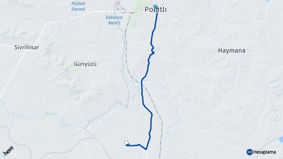Ankara Polatlı Uzunbey Polatlı Arası Kaç Km - Yol Haritası
