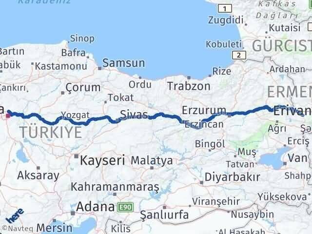 Ankara Pursaklar Iğdır Arası Kaç Km - Yol Haritası