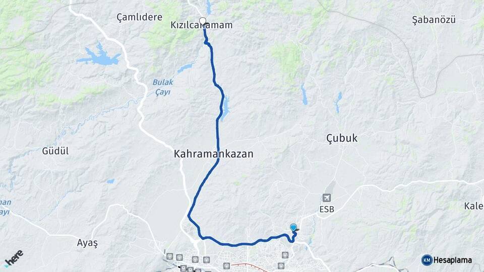 Ankara Pursaklar Kızılcahamam Arası Kaç Km - Yol Haritası