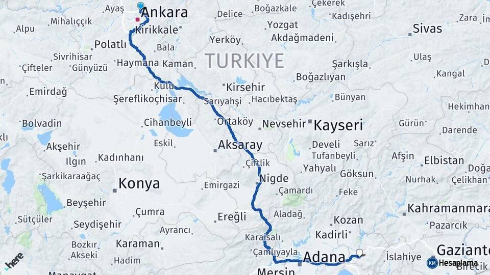 Ankara Pursaklar Osmaniye Arası Kaç Km - Yol Haritası