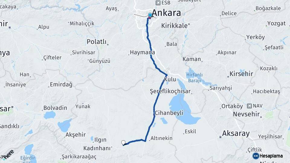 Ankara Sarayönü Konya Arası Kaç Km - Yol Haritası