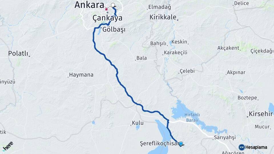 Ankara Şereflikoçhisar Mamak Arası Kaç Km - Yol Haritası