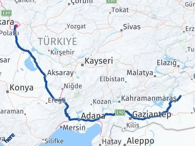 Ankara Siverek Şanlıurfa Arası Kaç Km - Yol Haritası