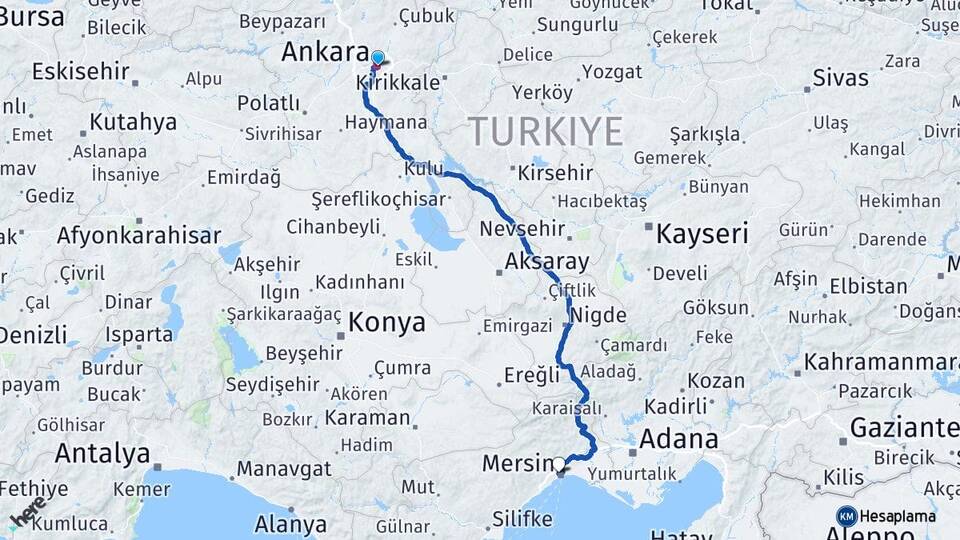 Ankara Toroslar Mersin Arası Kaç Km - Yol Haritası