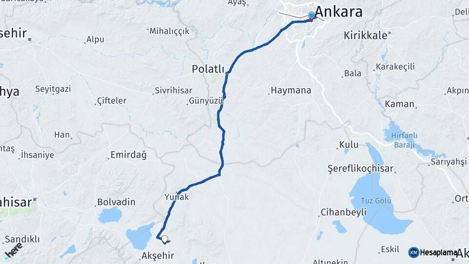 Ankara Tuzlukçu Konya Arası Kaç Km - Yol Haritası