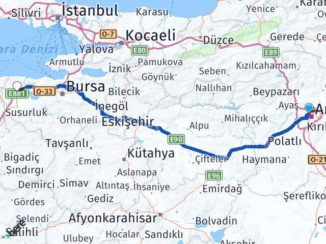 Ankara Yenimahalle Karacabey Bursa Arası Kaç Saat? Yol Haritası, Yakıt, Rota ve Mesafe Hesaplama Ankara Yenimahalle Karacabey Bursa Arası Kaç Km? Kaç Saat? Yol Haritası