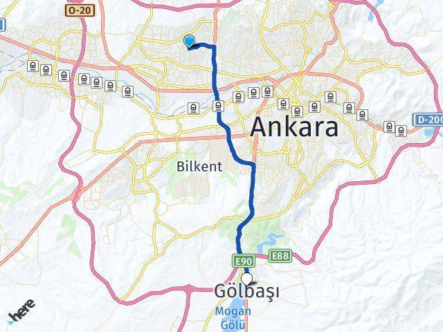 Ankara Yenimahalle Ostim Gölbaşı Arası Kaç Km - Yol Haritası