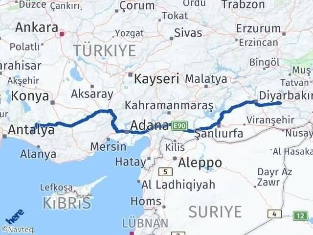 Antalya Akseki Batman Arası Kaç Km - Yol Haritası