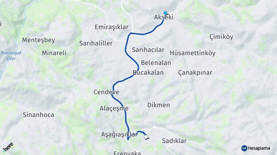 Antalya Akseki Cemerler Akseki Arası Kaç Km - Yol Haritası