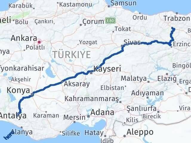 Antalya Akseki Gümüşhane Arası Kaç Km - Yol Haritası