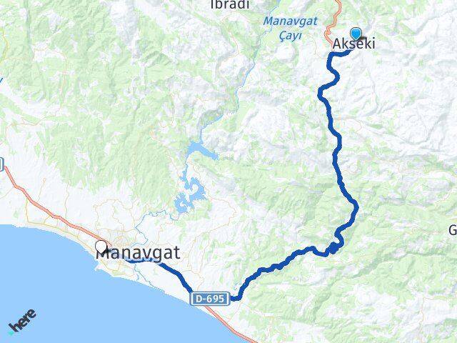 Antalya Akseki Side Manavgat Arası Kaç Km - Yol Haritası