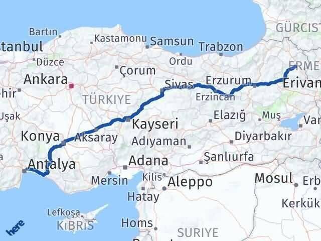 Antalya Aksu Kars Arası Kaç Km - Yol Haritası
