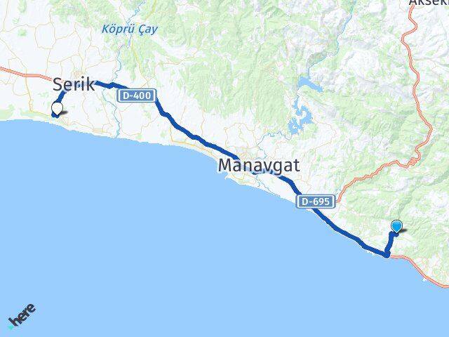 Antalya Alanya Alara Serik Arası Kaç Km - Yol Haritası