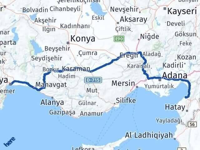 Antalya Arsuz Hatay Arası Kaç Km - Yol Haritası