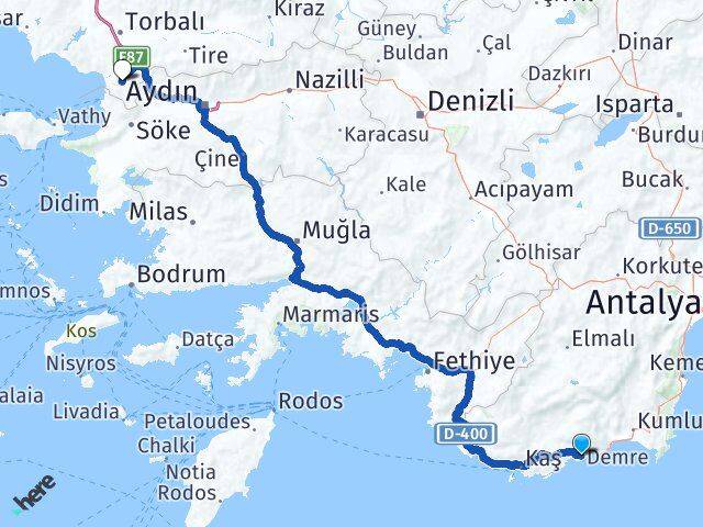 Antalya Demre Selçuk İzmir Arası Kaç Km - Yol Haritası