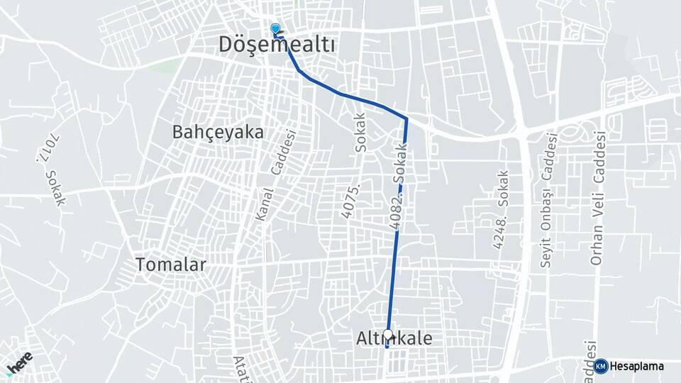 Antalya Döşemealtı Altınkale Döşemealtı Arası Kaç Km - Yol Haritası