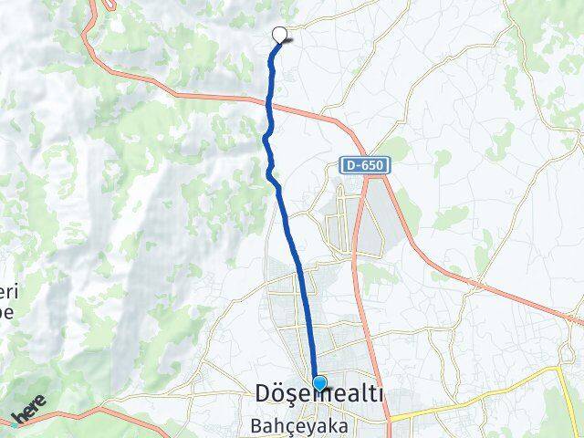Antalya Döşemealtı Kovanlık Döşemealtı Arası Kaç Km - Yol Haritası