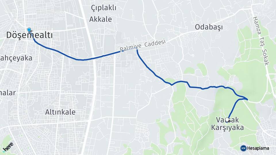 Antalya Döşemealtı Varsak Karşıyaka Kepez Arası Kaç Km - Yol Haritası