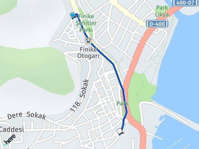 Antalya Finike Kale Finike Arası Kaç Km - Yol Haritası