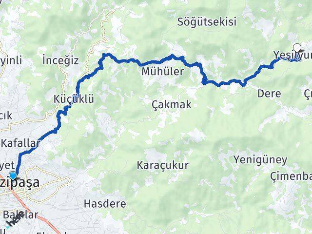 Antalya Gazipaşa Yeşilyurt Gazipaşa Arası Kaç Km - Yol Haritası