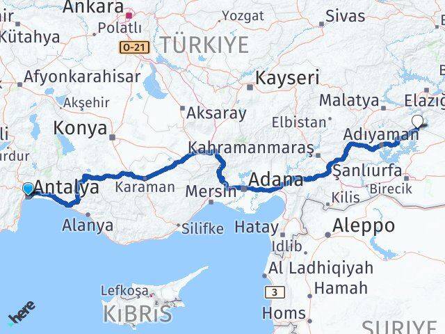 Antalya Gerger Adıyaman Arası Kaç Km - Yol Haritası