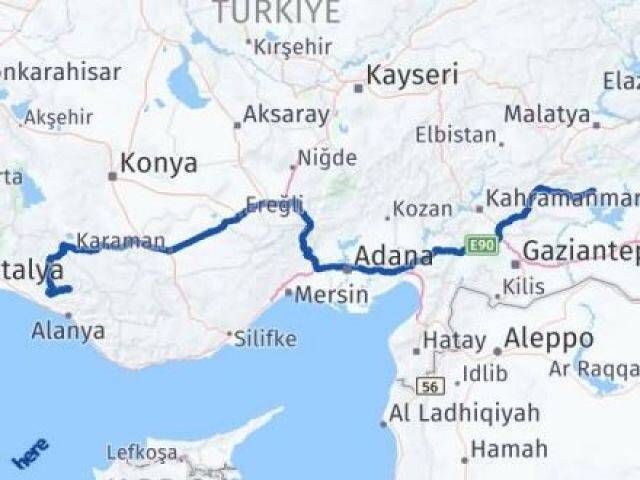 Antalya Gündoğmuş Adıyaman Arası Kaç Km - Yol Haritası