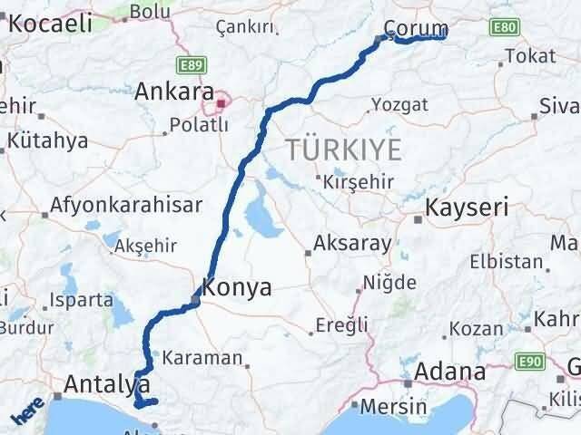 Antalya Gündoğmuş Amasya Arası Kaç Km - Yol Haritası