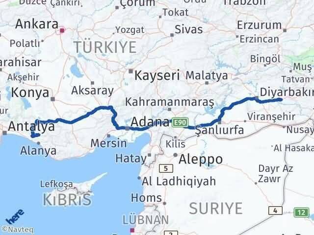 Antalya Gündoğmuş Batman Arası Kaç Km - Yol Haritası