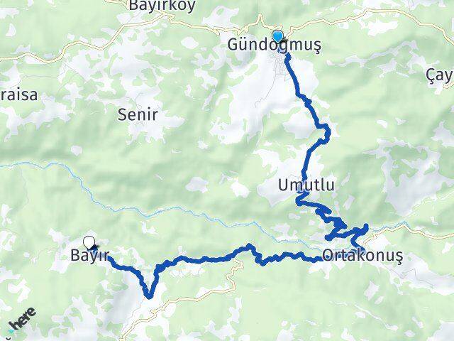 Antalya Gündoğmuş Bayır Alanya Arası Kaç Km - Yol Haritası
